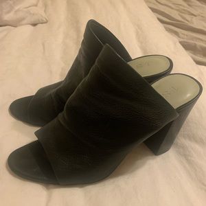 Black Genuine Leather Mules. 1 State. 3” Sloan Syle, Women’s Size 7.